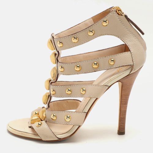 Giuseppe Zanotti Beige Leather Embellished Ankle Strap Sandals Size 36.5 - Giuseppe Zanotti - Modalova