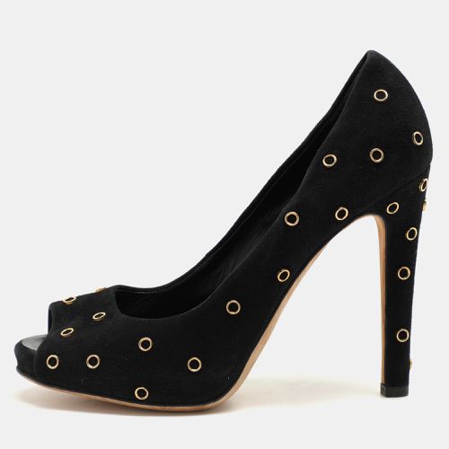 Giuseppe Zanotti Black Suede Embellished Peep Toe Pumps Size 37.5 - Giuseppe Zanotti - Modalova