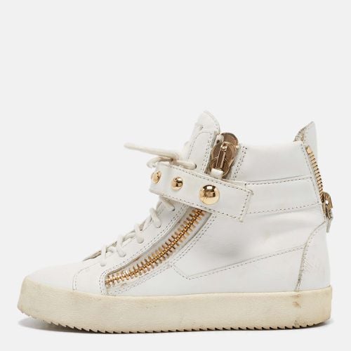 Giuseppe Zanotti White Leather Double Zipper High Top Sneakers Size 37.5 - Giuseppe Zanotti - Modalova