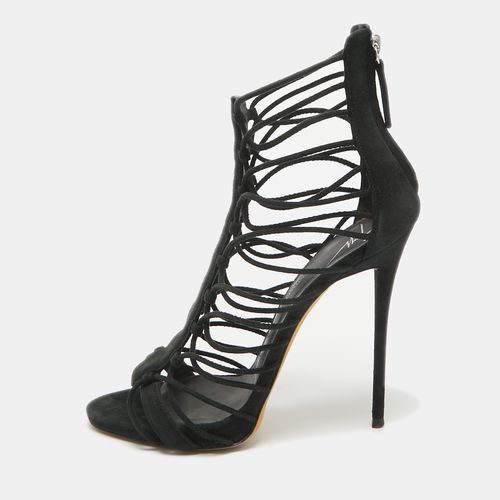 Giuseppe Zanotti Black Suede Gladiator Peep Toe Sandals Size 39 - Giuseppe Zanotti - Modalova