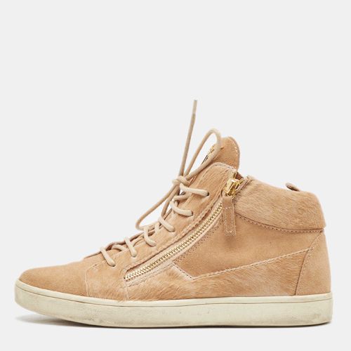 Giuseppe Zanotti Beige Calf Hair and Suede Kriss High Top Sneakers Size 38 - Giuseppe Zanotti - Modalova