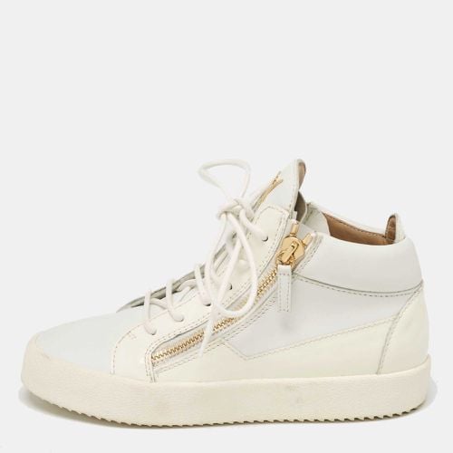 Giuseppe Zanotti White Leather and Patent Leather London High Top Sneakers Size 39.5 - Giuseppe Zanotti - Modalova