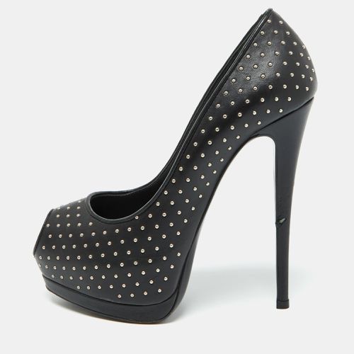 Giuseppe Zanotti Black Leather Studded Peep Toe Platform Pumps Size 37 - Giuseppe Zanotti - Modalova