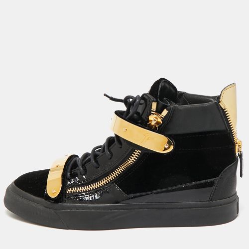 Giuseppe Zanotti Black Velvet And Patent Leather Coby High Top Sneakers Size 39 - Giuseppe Zanotti - Modalova