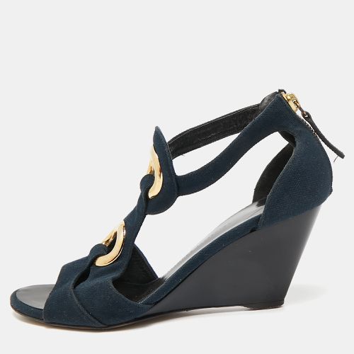 Giuseppe Zanotti Blue Canvas Wedge Sandals Size 36 - Giuseppe Zanotti - Modalova