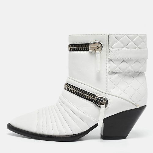 Giuseppe Zanotti White Quilted Leather Moto Boots Size 38 - Giuseppe Zanotti - Modalova