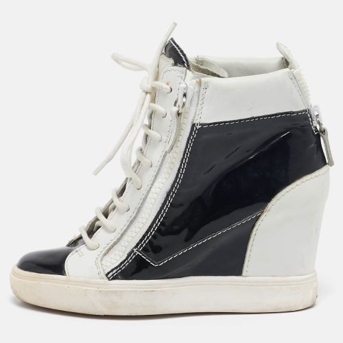 Giuseppe Zanotti Black/White Leather and Patent Leather Lorenz Wedge Sneakers Size 36 - Giuseppe Zanotti - Modalova