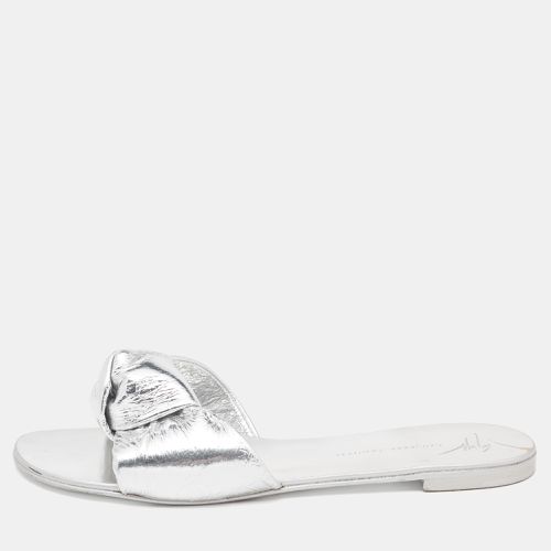 Giuseppe Zanotti Silver Leather Flat Slides Size 40 - Giuseppe Zanotti - Modalova