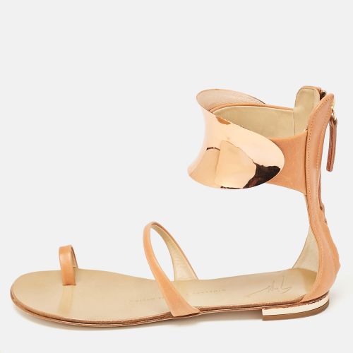 Giuseppe Zanotti Light Brown Leather Toe Ring Ankle Wrap Sandals Size 36 - Giuseppe Zanotti - Modalova