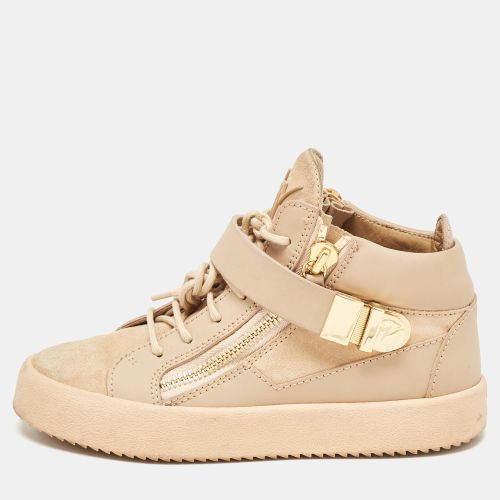 Giuseppe Zanotti Beige Suede and Leather Double Zipper High Top Sneakers Size 37 - Giuseppe Zanotti - Modalova