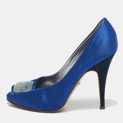 Satin Crystal Embellished Peep Toe Platform Pumps Size 37 - Giuseppe Zanotti - Modalova