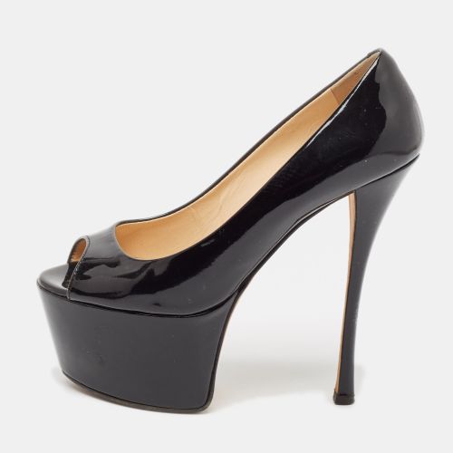 Giuseppe Zanotti Black Patent Leather Liza Peep-Toe Platform Pumps Size 38.5 - Giuseppe Zanotti - Modalova