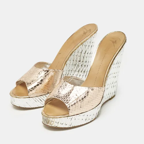 Snakeskin Embossed Leather Platform Wedge Sandals Size 40 - Giuseppe Zanotti - Modalova