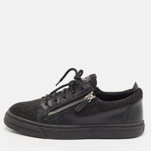 Giuseppe Zanotti Black Metallic Knit Fabric and Leather Frankie Low Top Sneakers Size 39 - Giuseppe Zanotti - Modalova