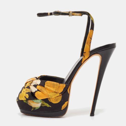 Giuseppe Zanotti Multicolor Satin Flower Print Ankle Strap Sandals Size 39 - Giuseppe Zanotti - Modalova