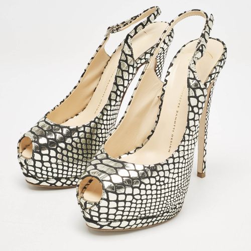 Black Python Embossed Leather Sharon Platform Pumps Size 39 - Giuseppe Zanotti - Modalova