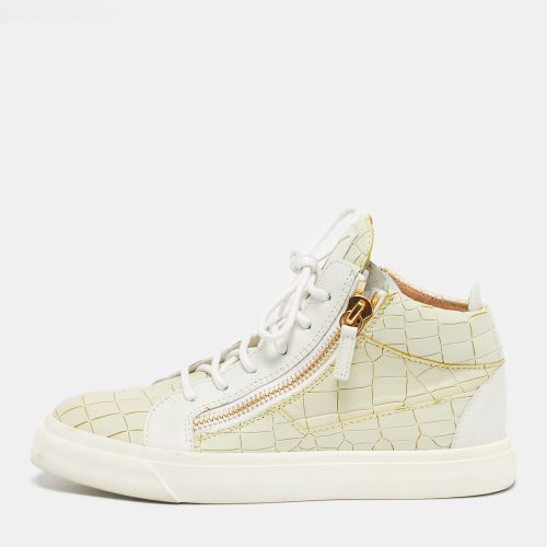Giuseppe Zanotti Cream/White Croc Embossed and Leather High Top Sneakers Size 38 - Giuseppe Zanotti - Modalova