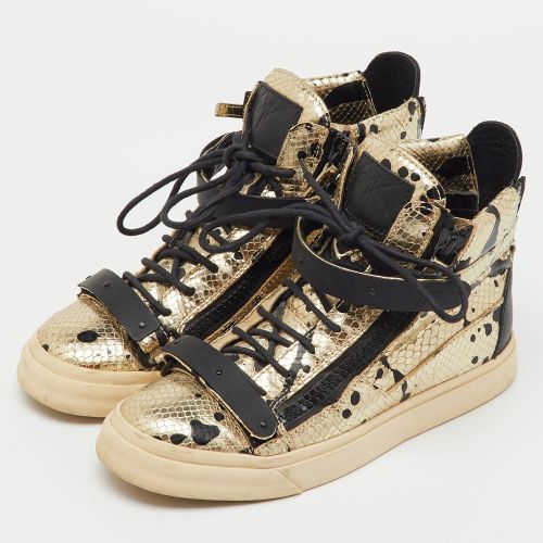 Black Python Embossed Leather Coby High Top Sneakers Size 39 - Giuseppe Zanotti - Modalova