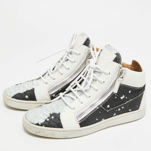 Frankie Size 38 Tricolor Leather and Python Embossed High Top Sneakers - Giuseppe Zanotti - Modalova