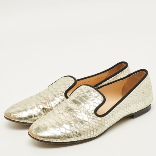 Size 38 Python Embossed Leather Smoking Slippers - Giuseppe Zanotti - Modalova