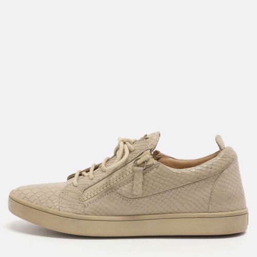 Size 39.5 Python Embossed Leather Zip Low Top Sneakers - Giuseppe Zanotti - Modalova