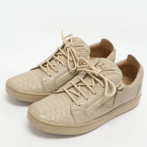 Size 39.5 Python Embossed Leather Zip Low Top Sneakers - Giuseppe Zanotti - Modalova