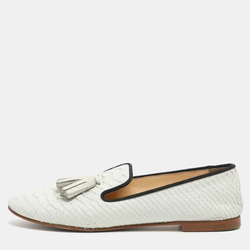 Size 37 Python Embossed Leather Smoking Slippers - Giuseppe Zanotti - Modalova