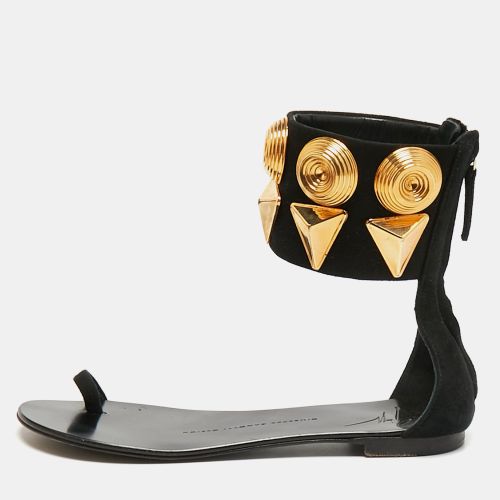 Size 36 Suede Studded Ankle Strap Flat Sandals - Giuseppe Zanotti - Modalova