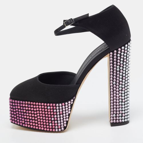 Bebe Size 40 Satin Crystal Embellished Platform Ankle Strap Pumps - Giuseppe Zanotti - Modalova