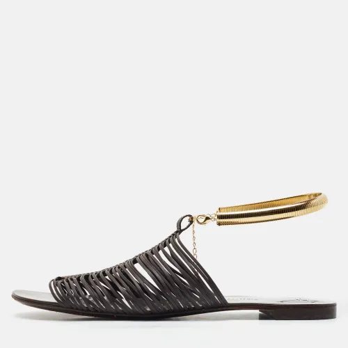 Size 40.5 Dark Leather Ankle Cuff Flats - Giuseppe Zanotti - Modalova