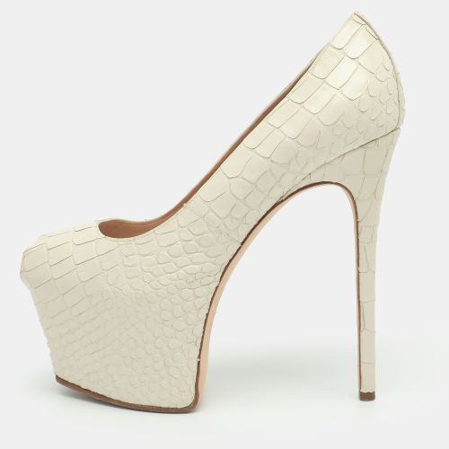 Size 36.5 Croc Embossed Leather Platform Pumps - Giuseppe Zanotti - Modalova