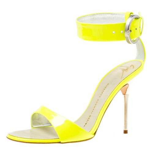 Giuseppe Zanotti Fluorescent Green Patent Leather Ankle Strap Open Toe Sandals Size 36 - Giuseppe Zanotti - Modalova