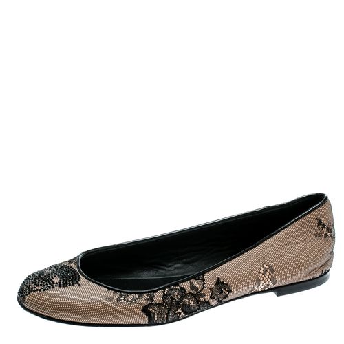 Black Mesh and Crystal Embellished Ballet Flats Size 38 - Giuseppe Zanotti - Modalova