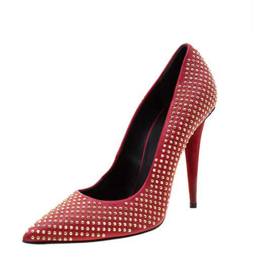 Giuseppe Zanotti Red Leather Stud Embellished Ester Pointed Toe Pumps Size 39 - Giuseppe Zanotti - Modalova