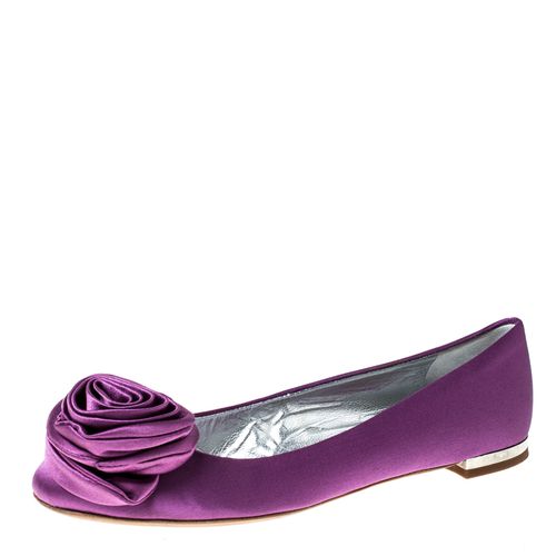 Giuseppe Zanotti Purple Satin Flower Detail Ballet Flats Size 36.5 - Giuseppe Zanotti - Modalova