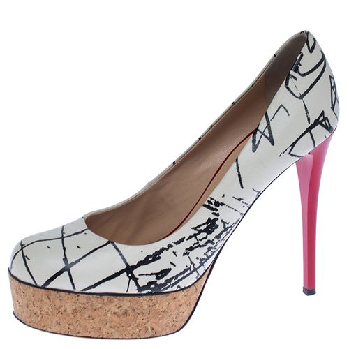 Giuseppe Zanotti White Printed Leather Cork Platform Pumps Size 38.5 - Giuseppe Zanotti - Modalova