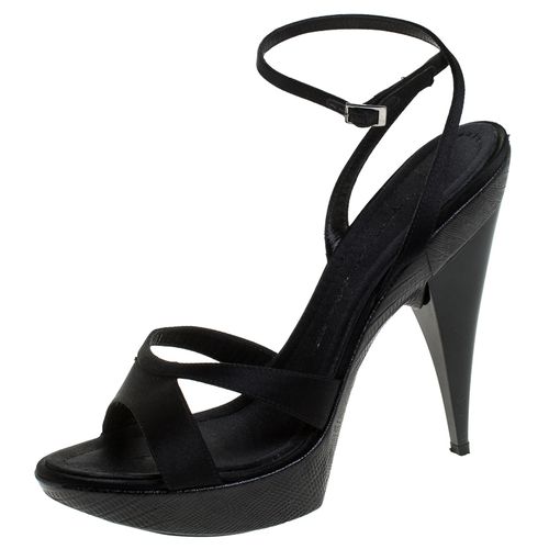 Giuseppe Zanotti Black Satin Platform Ankle Strap Sandals Size 40.5 - Giuseppe Zanotti - Modalova