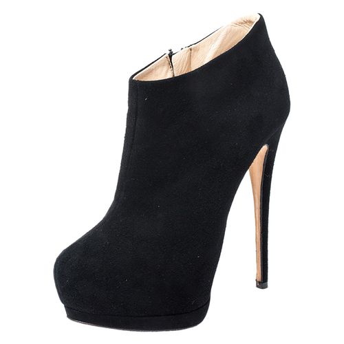 Giuseppe Zanotti Black Suede Platform Ankle Booties Size 37.5 - Giuseppe Zanotti - Modalova