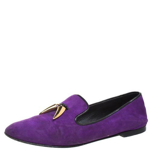 Giuseppe Zanotti Purple Suede Kevin Shark Tooth Tassel Smoking Slippers Size 38 - Giuseppe Zanotti - Modalova