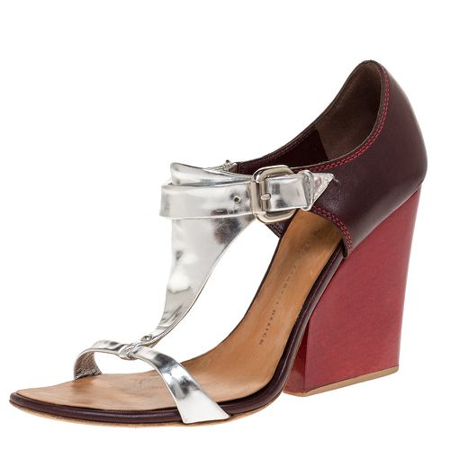 Giuseppe Zanotti Tricolor Leather Ankle Strap Block Heel Sandals Size 39.5 - Giuseppe Zanotti - Modalova