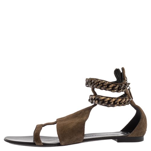 Suede Chained Ankle Strap Flat Sandals Size 40 - Giuseppe Zanotti - Modalova