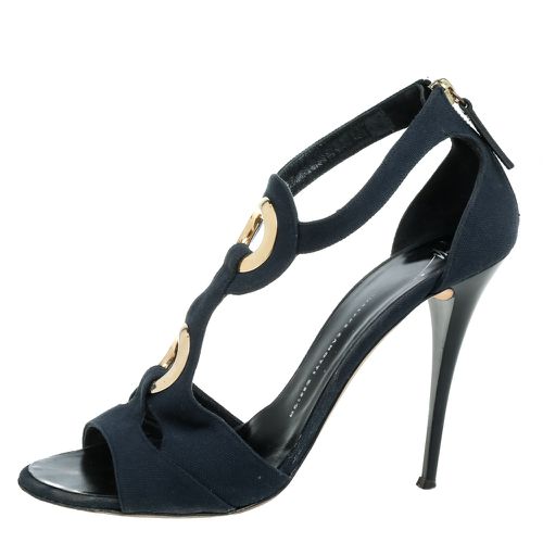 Giuseppe Zanotti Blue Canvas Embellished Cutout T Strap Zipper Sandals Size 40 - Giuseppe Zanotti - Modalova