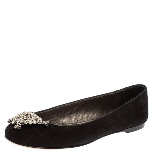 Giuseppe Zanotti Black Suede Crystal Embellished Ballet Flats Size 36 - Giuseppe Zanotti - Modalova