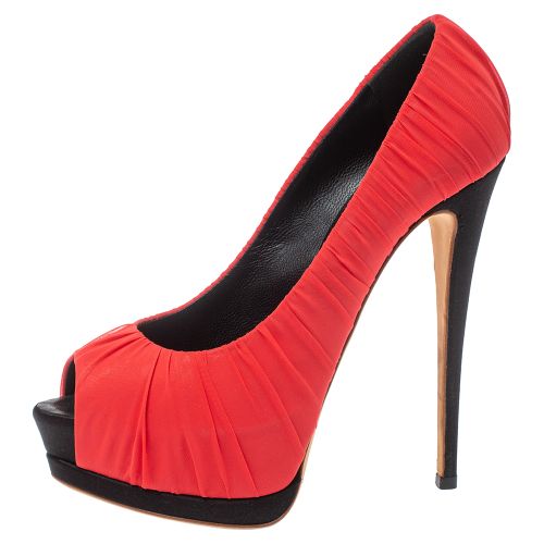 Ruched Silk Peep Toe Platform Pumps Size 37.5 - Giuseppe Zanotti - Modalova