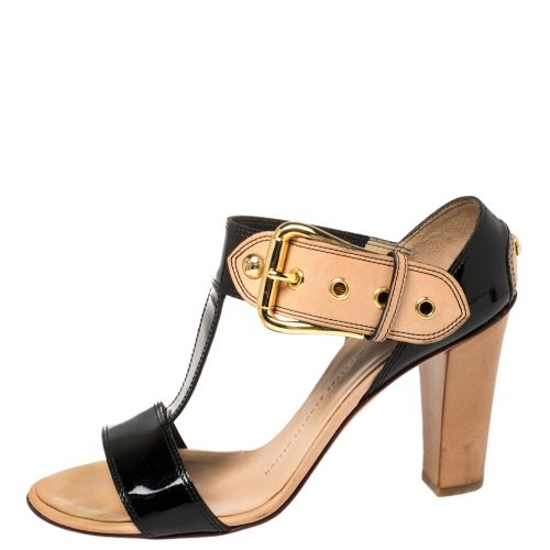 Beige Patent Leather T Strap Ankle Strap Sandals Size 38 - Giuseppe Zanotti - Modalova