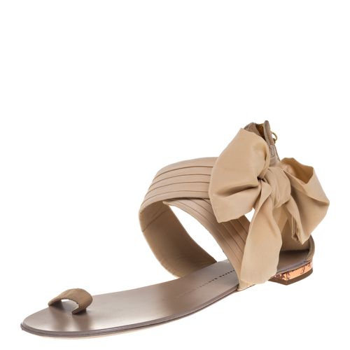 Giuseppe Zanotti Beige Fabric And Suede Flat Sandals Size 39 - Giuseppe Zanotti - Modalova