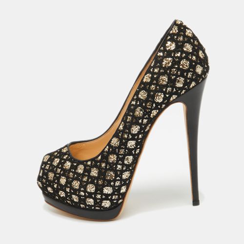 Giuseppe Zanotti Black/Gold Mesh and Glitter Platform Pumps Size 41 - Giuseppe Zanotti - Modalova