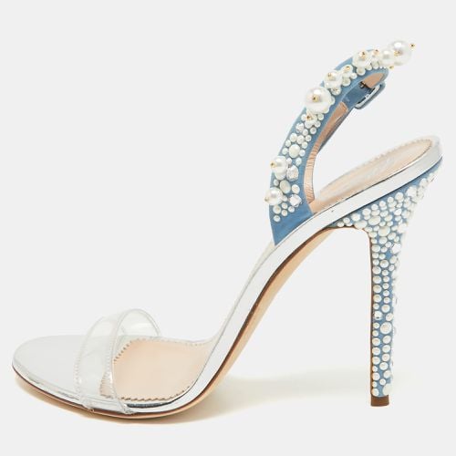 Giuseppe Zanotti Blue Suede and PVC Beaded Slingback Sandals Size 40 - Giuseppe Zanotti - Modalova