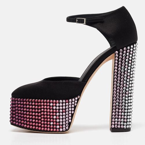 Giuseppe Zanotti Black Satin Crystal Embellished Ankle Strap Sandals 39 - Giuseppe Zanotti - Modalova