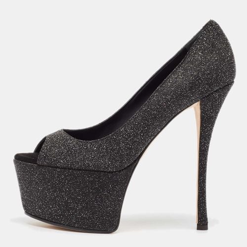 Glitter Suede Platform Peep Toe Pumps Size 39.5 - Giuseppe Zanotti - Modalova